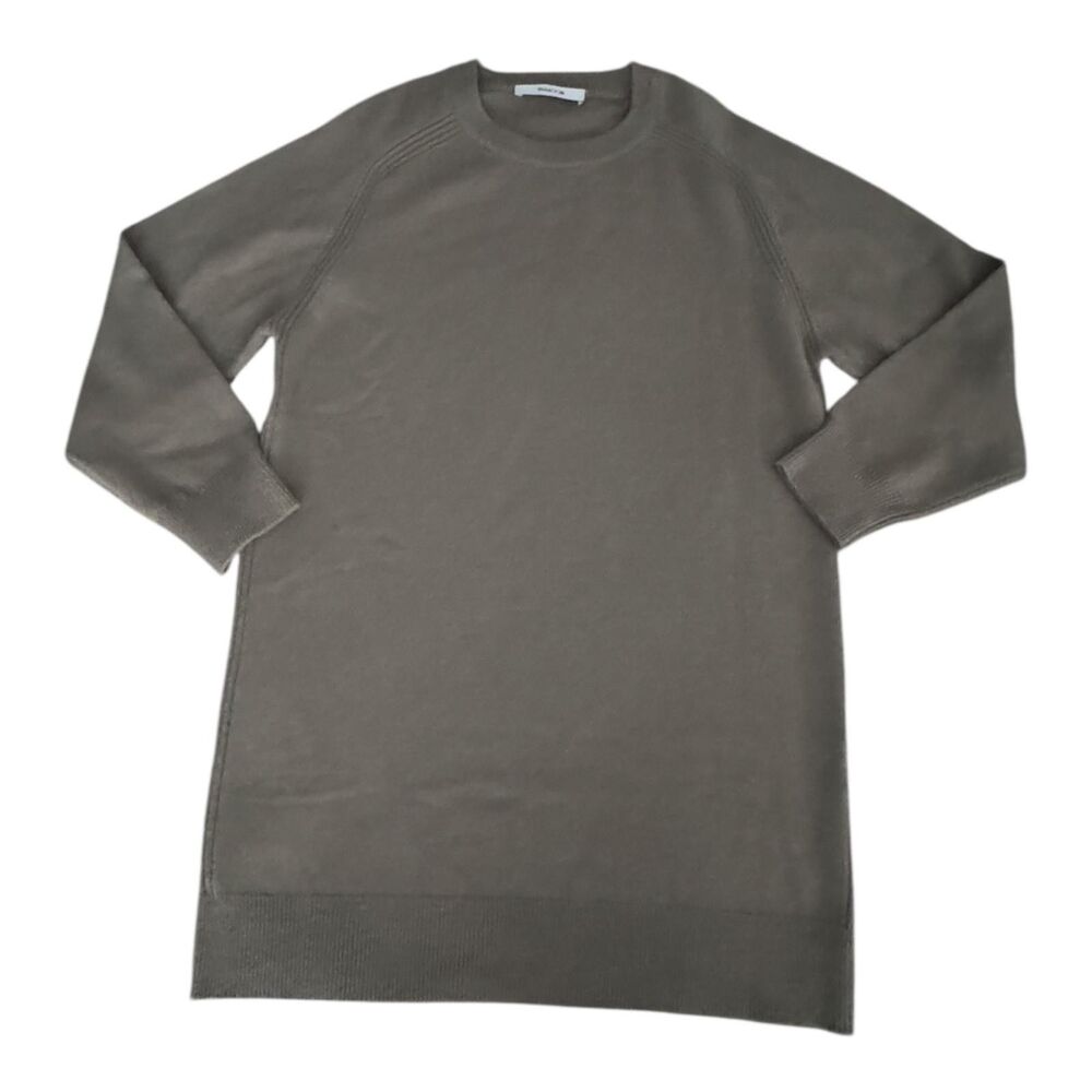 Thakoon Sweater Womens XL Tunic Gray/Taupe 100% Wool Pullover Solid Long Sleeve